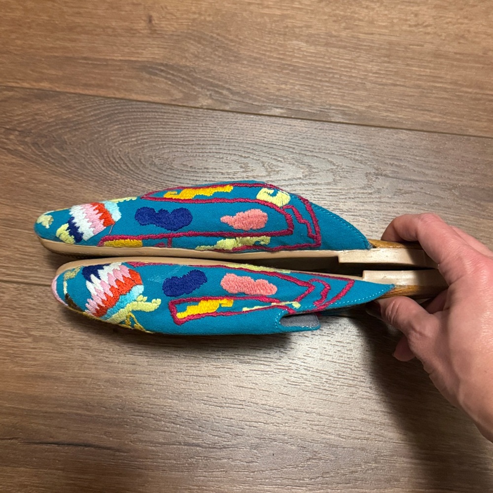 Cotton Embroidered Handmade Oaxaca Mules, Women’s 8 - Picture 4 of 6
